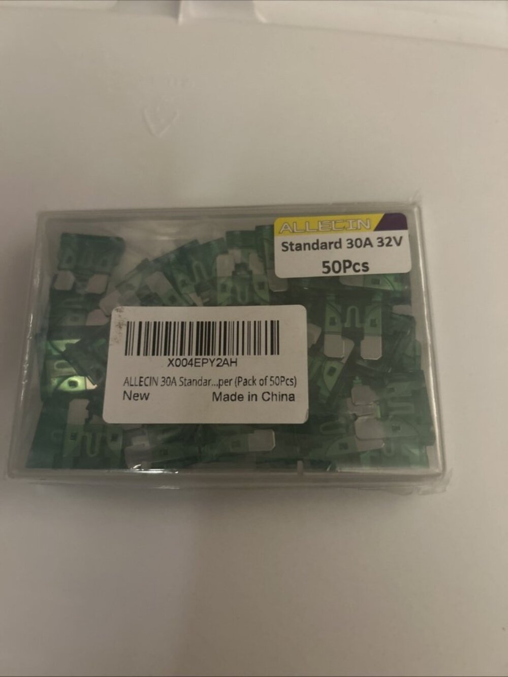 Allecin 30A Standard 32V Green Blade Fuses 50 Pack Snap Pack for Automotive Seal